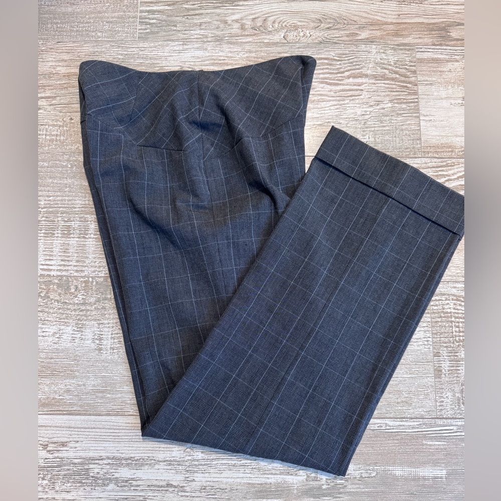 Dalia charcoal grey and blue plaid cuffed bottom trousers NWT 6
